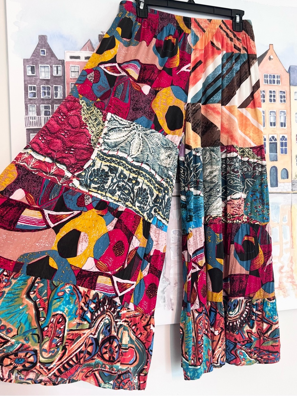Sacred Threads Multicolor Wide Leg Patchwork Pants Size Large